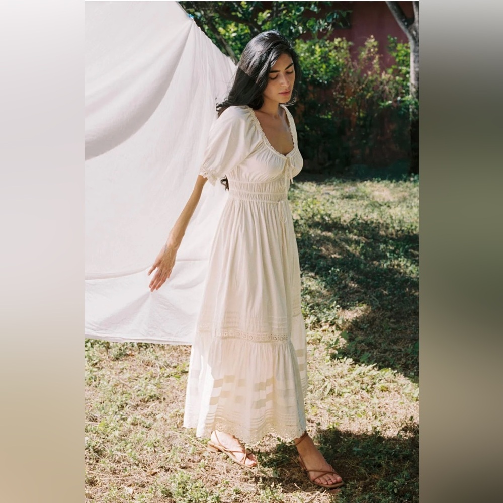 Christy Dawn Cream Maxi Dress with Puff Sleeves